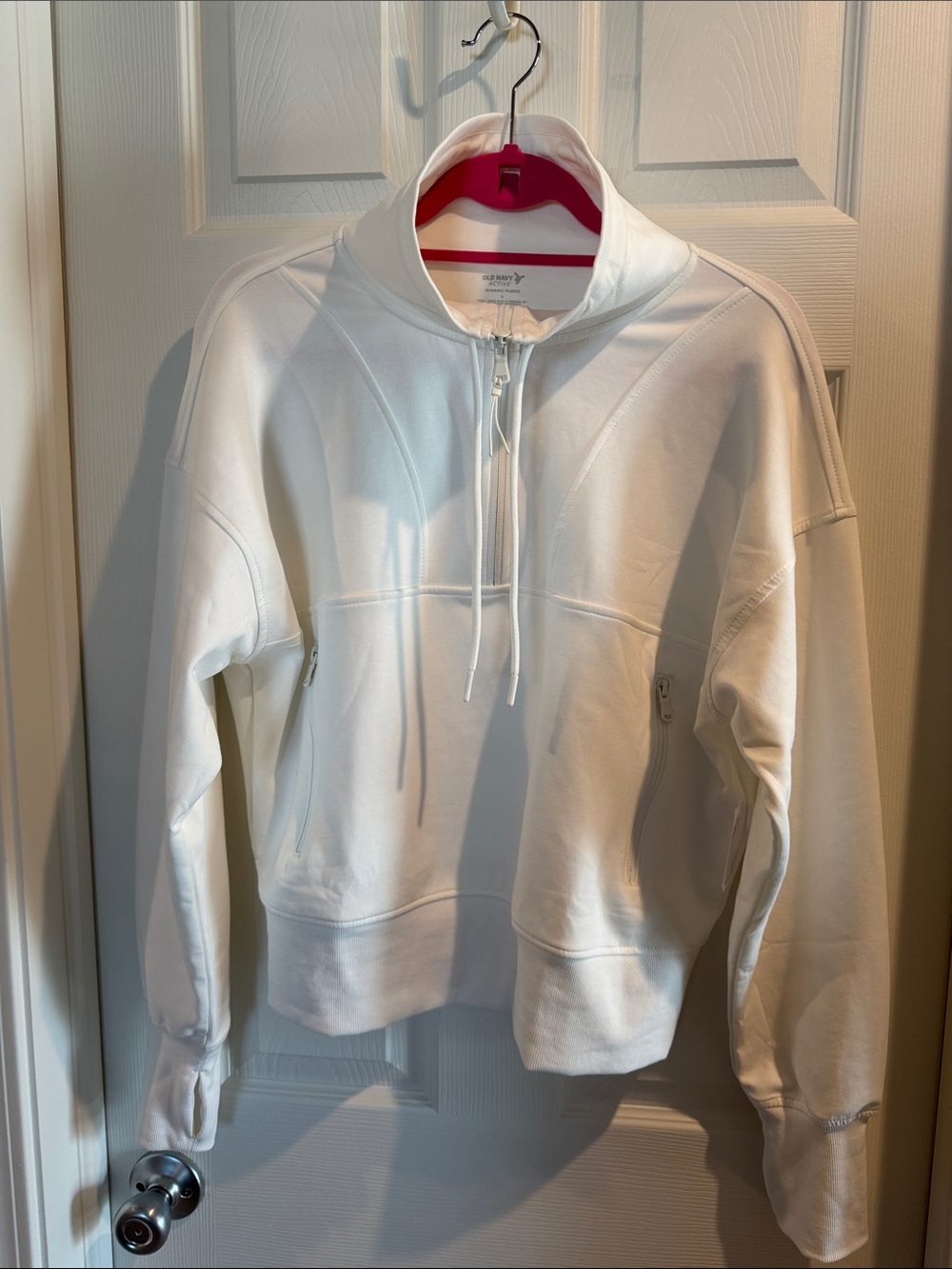 Old Navy Active Dynamic Fleece Quarter Zip — White, Large
